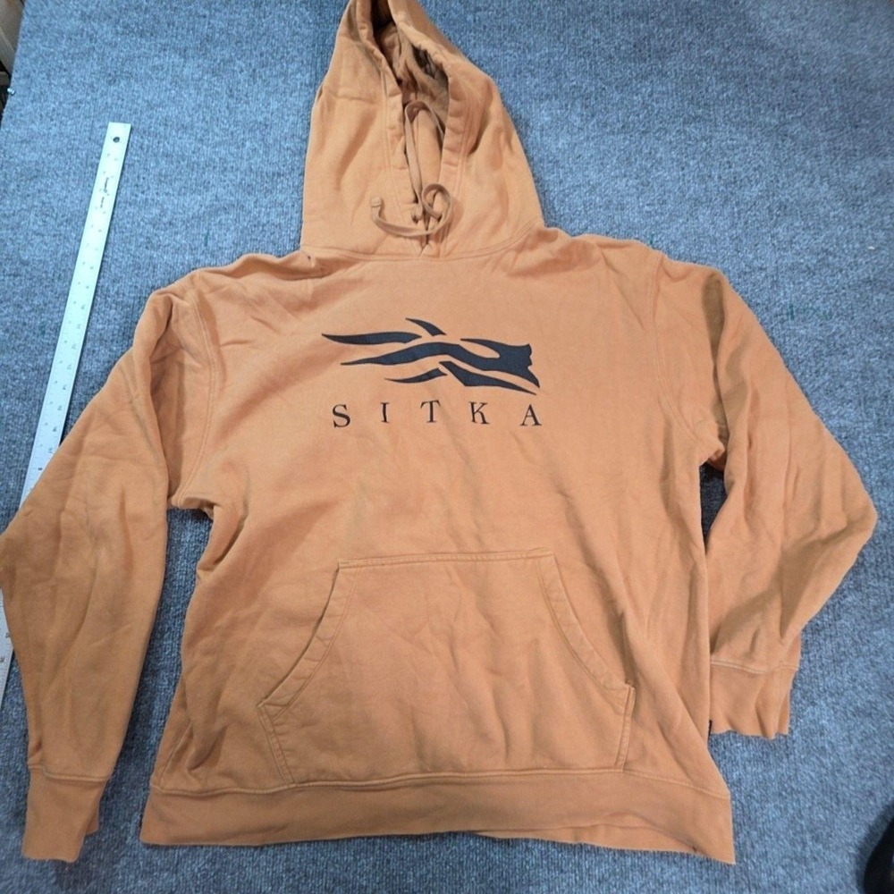 Sitka Hoodie Mens XL Orange Pullover Fleece Logo Kangaroo Pocket Hunting